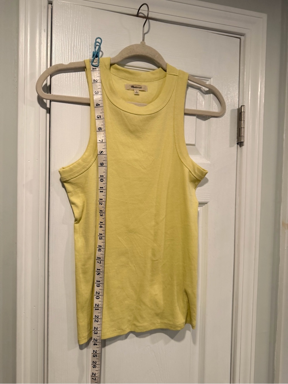 NWOT Madewell Size S Pale Yellow Ribbed Supima Cotton Racerback Tank Top - Picture 7 of 9